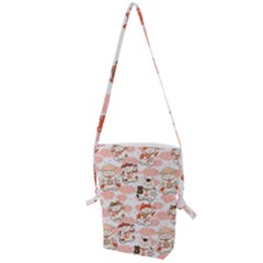 Menaki Cat Pattern Folding Shoulder Bag by designsbymallika