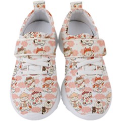 Menaki Cat Pattern Kids  Velcro Strap Shoes by designsbymallika