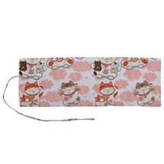 Menaki Cat Pattern Roll Up Canvas Pencil Holder (m) by designsbymallika