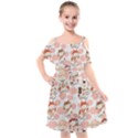 Menaki Cat Pattern Kids  Cut Out Shoulders Chiffon Dress View1