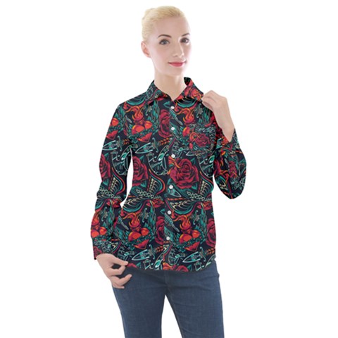 Strangled In Love Women s Long Sleeve Pocket Shirt by designsbymallika