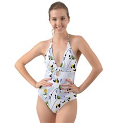 Tree Poppies  Halter Cut-out One Piece Swimsuit by Sobalvarro