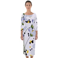 Tree Poppies  Quarter Sleeve Midi Bodycon Dress by Sobalvarro