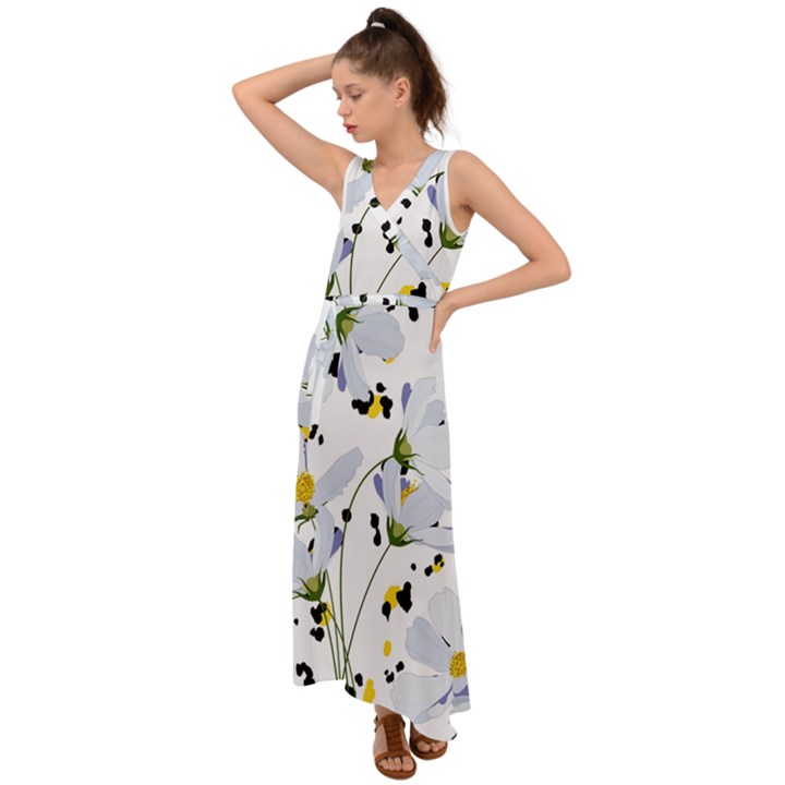 Tree poppies  V-Neck Chiffon Maxi Dress