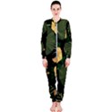 Tropical vintage yellow hibiscus floral green leaves seamless pattern black background. OnePiece Jumpsuit (Ladies)  View1