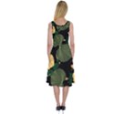 Tropical vintage yellow hibiscus floral green leaves seamless pattern black background. Midi Sleeveless Dress View2