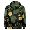 Tropical vintage yellow hibiscus floral green leaves seamless pattern black background. Men s Overhead Hoodie View2