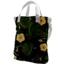 Tropical vintage yellow hibiscus floral green leaves seamless pattern black background. Canvas Messenger Bag View1