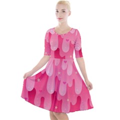 Rose Slime  Quarter Sleeve A-line Dress by Sobalvarro