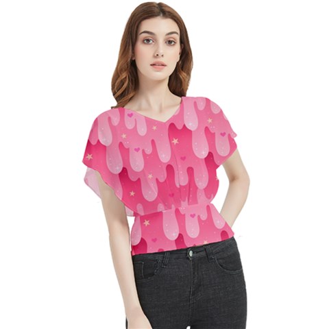 Rose Slime  Butterfly Chiffon Blouse by Sobalvarro