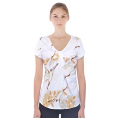 Birds And Flowers  Short Sleeve Front Detail Top by Sobalvarro