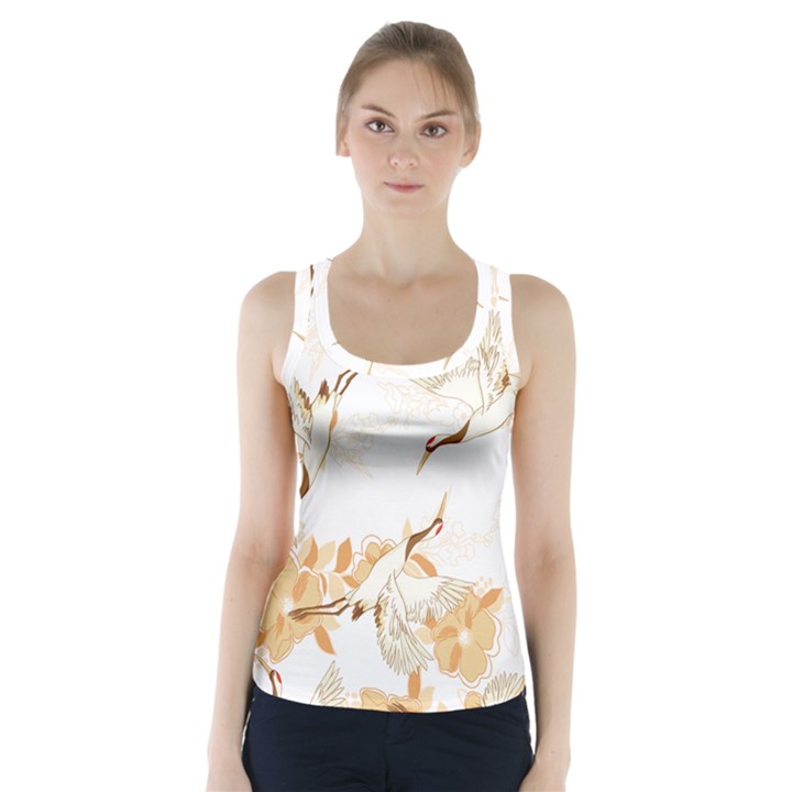 Birds and flowers  Racer Back Sports Top