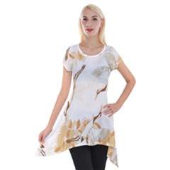 Birds And Flowers  Short Sleeve Side Drop Tunic by Sobalvarro