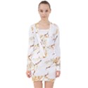 Birds and flowers  V-neck Bodycon Long Sleeve Dress View1