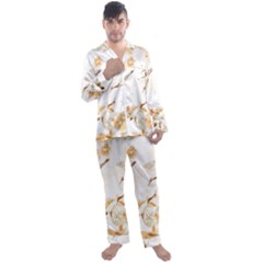 Birds And Flowers  Men s Long Sleeve Satin Pajamas Set by Sobalvarro