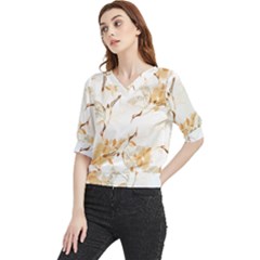 Birds And Flowers  Quarter Sleeve Blouse