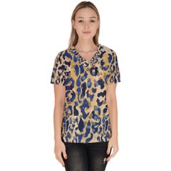 Leopard Skin  Women s V-neck Scrub Top by Sobalvarro