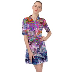 Spaceship Flower Power Belted Shirt Dress