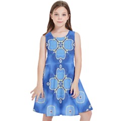 Ornate Blue Kids  Skater Dress by Dazzleway