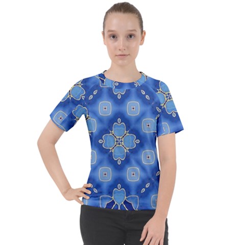 Ornate Blue Women s Sport Raglan Tee by Dazzleway