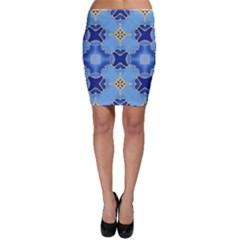 Blue Ornate Bodycon Skirt