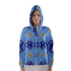 Blue Ornate Women s Hooded Windbreaker by Dazzleway