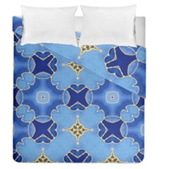 Blue Ornate Duvet Cover Double Side (queen Size) by Dazzleway