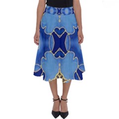 Blue Ornate Perfect Length Midi Skirt by Dazzleway