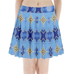 Blue Ornate Pleated Mini Skirt by Dazzleway