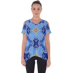 Blue Ornate Cut Out Side Drop Tee by Dazzleway