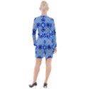 Blue ornate Button Long Sleeve Dress View2