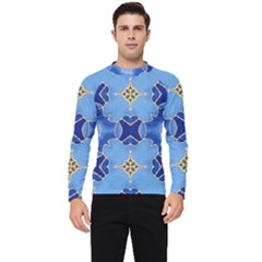 Blue Ornate Men s Long Sleeve Rash Guard