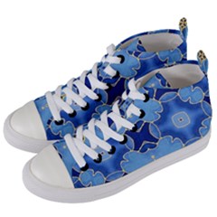 Blue Ornate Women s Mid-top Canvas Sneakers by Dazzleway