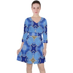 Blue Ornate Ruffle Dress