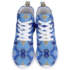 Blue Ornate Women s Lightweight High Top Sneakers by Dazzleway