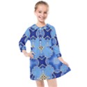 Blue ornate Kids  Quarter Sleeve Shirt Dress View1