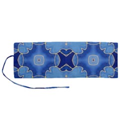 Blue Ornate Roll Up Canvas Pencil Holder (m)