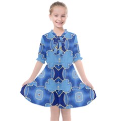 Blue Ornate Kids  All Frills Chiffon Dress by Dazzleway