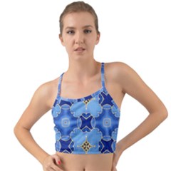 Blue Ornate Mini Tank Bikini Top