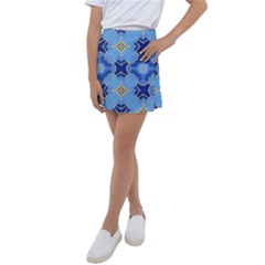 Blue Ornate Kids  Tennis Skirt by Dazzleway