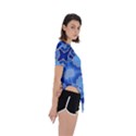 Blue ornate Asymmetrical Short Sleeve Sports Tee View3