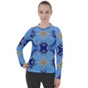 Blue ornate Women s Pique Long Sleeve Tee View1