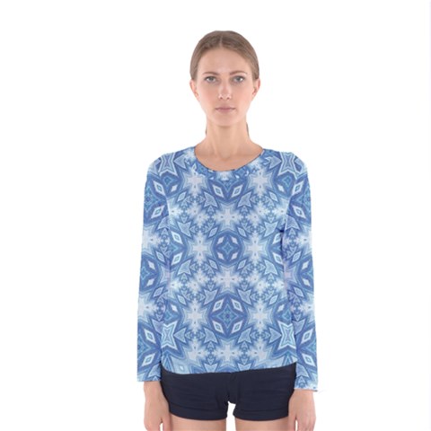 Blue Pattern Women s Long Sleeve Tee by Dazzleway