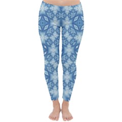 Blue Pattern Classic Winter Leggings by Dazzleway