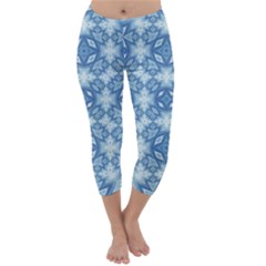 Blue Pattern Capri Winter Leggings  by Dazzleway