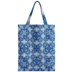 Blue Pattern Zipper Classic Tote Bag by Dazzleway