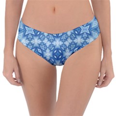 Blue Pattern Reversible Classic Bikini Bottoms by Dazzleway