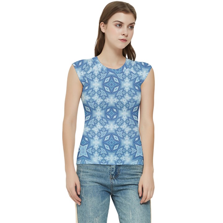 Blue pattern Women s Raglan Cap Sleeve Tee