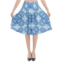 Blue Pattern Flared Midi Skirt by Dazzleway