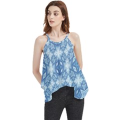 Blue Pattern Flowy Camisole Tank Top